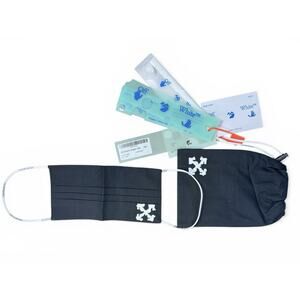 Off-White OW Arrow Face Mask Black White w/ Pouch Authentic Streetwear